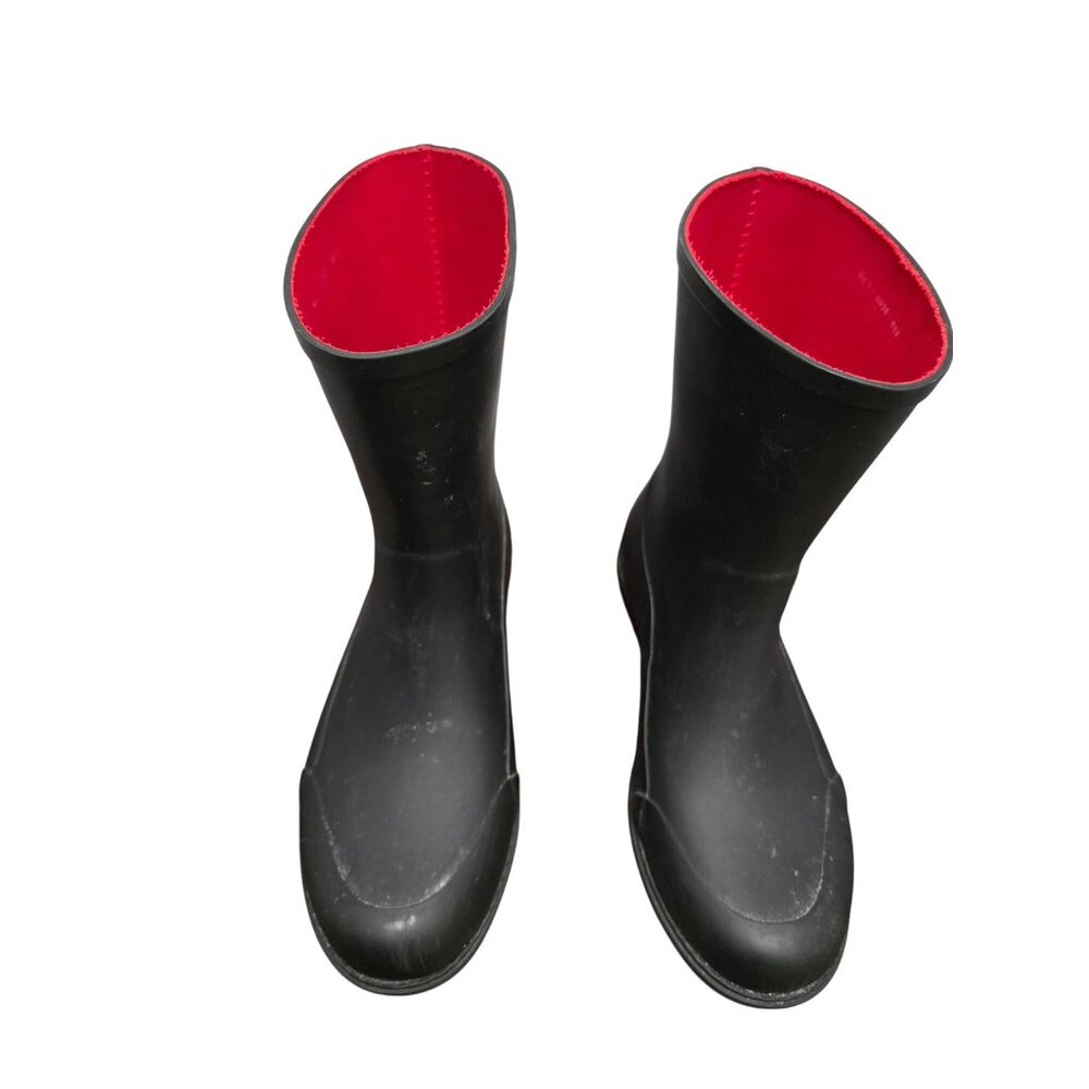Fitflop Black Rubber Rain‎ Boots With Red Interior Size 7